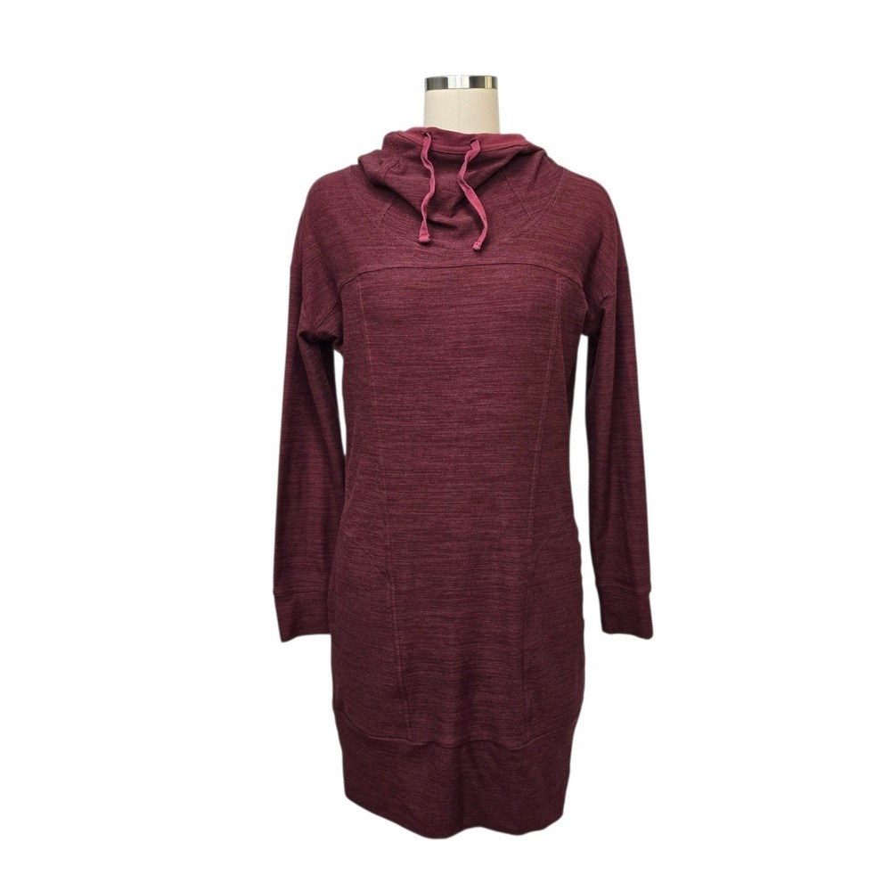 Toad&Co Womens Burgundy Marl Cowl Neck Hooded Long Sleeve Dress Size Small